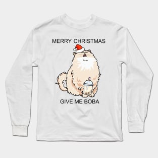 Merry Christmas! Cat Wants Boba! Long Sleeve T-Shirt